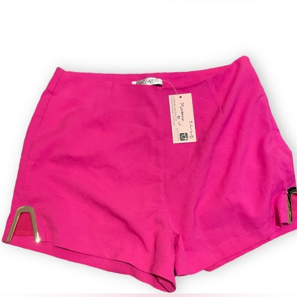 NEW show po hot pink shorts with gold detail